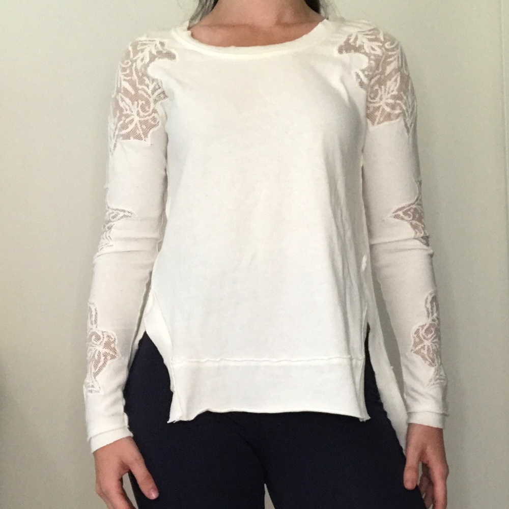 Free People White Longsleeve Top